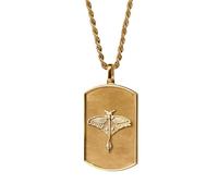 LKBEADS 925 Sterling Silver Luna Moth Pendant Necklace Gold |LK_NLC_00467 | plated moth symbol pendant 30 x 19 mm rectangle nature charm with 18 inch cable chain meaningful