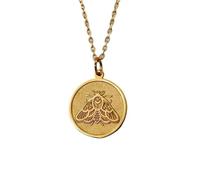 LKBEADS 925 Sterling Silver Luna Moth Pendant Necklace Gold |LK_NLC_01528 | plated 22mm round engraved celestial moth medallion with 18 inch cable chain nature inspired spiritual