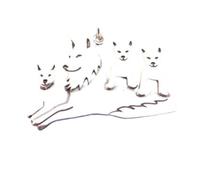 LKBEADS 925 sterling silver mama wolf necklace 3 three pups spirit animal charm power animal pendant mother child mom jewelry nature meditation gift| with 18 inch chain |silver plated |LK_PNK_03067