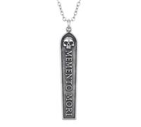LKBEADS 925 sterling silver memento mori skull bar |LK_NLC_02902 | necklace.silver. small halloween charm remember you must die goth jewelry macabre ghoul death pendant
