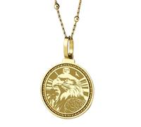 LKBEADS 925 Sterling Silver Menorah Jewish Hanukkah Engraved Round 28mm Pendant Necklace Gold Plated Charm For Men & Women With 18 Inch Cable Handmade Jewelry |LK_ENGP_0575