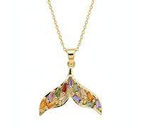 LKBEADS 925 sterling silver mermaid tail pendant necklace gold plated with multi stone wings charm 20x20mm with 18 inch cable chain handmade jewelry |LK_SCA_0129