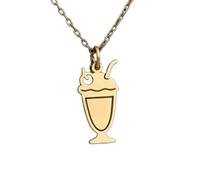 LKBEADS 925 Sterling Silver Milkshake Minimalist Pendant Necklace In Fancy Shape With 18 Inch Cable Chain Gold Plated Charm Meaningful Jewelry |LKD_3DM_00366