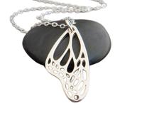 LKBEADS 925 sterling silver monarch butterfly wing necklace small modern simple jewelry everyday delicate dainty garden nature gardener gift for her| with 18 inch chain |silver plated |LKGP_03161