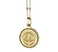 LKBEADS 925 Sterling Silver Mount Lincoln Engraved Round 28mm Pendant Necklace Gold Plated Charm For Men & Women With 18 Inch Cable Handmade Jewelry |LK_ENGP_0201