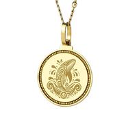LKBEADS 925 Sterling Silver Mount Lindsey Engraved Round 28mm Pendant Necklace Gold Plated Charm For Men & Women With 18 Inch Cable Handmade Jewelry |LK_ENGP_0707