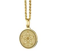 LKBEADS 925 Sterling Silver Mount Lindsey Engraved Round 28mm Pendant Necklace Gold Plated Charm For Men & Women With 18 Inch Cable Handmade Jewelry |LK_ENGP_0203
