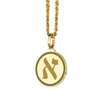 LKBEADS 925 Sterling Silver Mount Oxford Engraved Round 28mm Pendant Necklace Gold Plated Charm For Men & Women With 18 Inch Cable Handmade Jewelry |LK_ENGP_0209