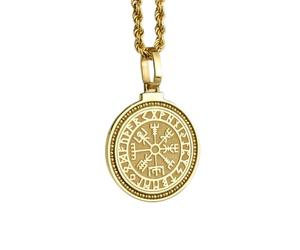 LKBEADS 925 Sterling Silver Mount St Helens Engraved Round 28mm Pendant Necklace Gold Plated Charm For Men & Women With 18 Inch Cable Handmade Jewelry |LK_ENGP_0217