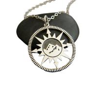 LKBEADS 925 sterling silver mountain range compass necklace earth element peaks mt pendant small yoga nature lover hiker climber travel gift | with 18 inch chain |silver plated |LKGP_02576