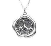 LKBEADS 925 sterling silver mountain wax seal necklace. north |LK_NLC_02563 | star earth element peaks mt range pendant small yoga nature hiker climber travel gift with 18 inch
