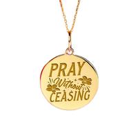 LKBEADS 925 sterling silver necklace 22-24mm|18 inch chain | pray without ceasing pendant | thessalonians 5:17 necklace | dainty christian charm|gold plating handmade jewelry |LKGP_02027