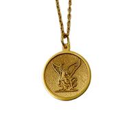 LKBEADS 925 sterling silver necklace 22mm|18 inch chain | archangel michael necklace - saint michael pendant| spiritual protection jewelry| religious| handmade charm|gold plating |LKGP_01514