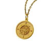 LKBEADS 925 sterling silver necklace 22mm|18 inch chain | compass necklace - symbolic pendant of direction & resilience| spiritual travel| free engraving|gold plating handmade jewelry |LK_PNK_01544