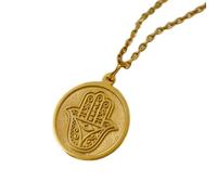 LKBEADS 925 sterling silver necklace 22mm|18 inch chain | fatima necklace - handmade hamsa hand pendant| spiritual protection jewelry| charm||gold plating handmade jewelry |LK_PNK_01531