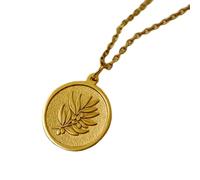 LKBEADS 925 sterling silver necklace 22mm|18 inch chain | olive branch necklace - minimalist peace and renewal pendant for her| botanical charm jewelry| free engraving|gold plating |LKGP_01556