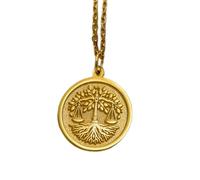 LKBEADS 925 sterling silver necklace 22mm|18 inch chain | tree of justice necklace - balance & tree of life pendant| libra zodiac| minimalist jewelry - |gold plating handmade jewelry |LKGP_01512