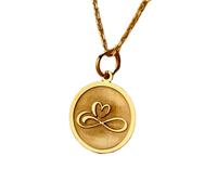 LKBEADS 925 sterling silver necklace 24mm |18 inch chain | infinity heart necklace | infinity heart pendant |endless love pendant | heart necklace |birthday|gold plating handmade jewelry |LKGP_01339