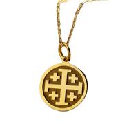LKBEADS 925 sterling silver necklace 24mm |18 inch chain | jerusalem cross necklace | cross | cross coin necklace for protection | orthodox jewelry ||gold plating handmade jewelry |LK_PNK_01225