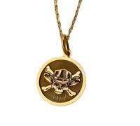 LKBEADS 925 sterling silver necklace 24mm |18 inch chain | skull and crossbones | pirate pendant | atocha pendant | spanish coin| pirate treasure | gor him|gold plating handmade jewelry |LK_PNK_01315