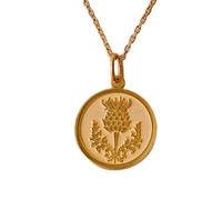 LKBEADS 925 sterling silver necklace 24mm |18 inch chain | thustle necklace | thistle pendant | round scottish thistle jewelry | coin thistle pendant | mom birthday|gold plating |LKGP_01359