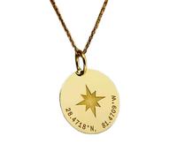 LKBEADS 925 sterling silver necklace 28mm|18 inch chain |coordinates compass necklace| north star jewelry| engraved coordinates pendant| location charm| plated pendant|gold plating |LKGP_00294