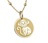 LKBEADS 925 sterling silver necklace 28mm|18 inch chain | monkey sign necklace| chinese horoscope jewelry| birth year charm| zodiac sign amulet| good fortune|gold plating handmade jewelry |LKGP_00655