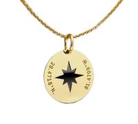 LKBEADS 925 sterling silver necklace 28mm|18 inch chain | plated north star pendant| engraved coordinates necklace||gold plating handmade jewelry |LK_PNK_00293