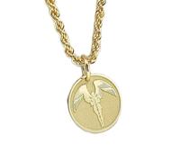 LKBEADS 925 sterling silver necklace 28mm|18 inch chain | saint michael necklace| disc archangel protection pendant| religious jewelry| guardian archangel michael charm|gold plating |LKGP_00108