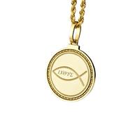 LKBEADS 925 Sterling Silver North Star Compass Engraved Round 28mm Pendant Necklace Gold Plated Charm For Men & Women With 18 Inch Cable Handmade Jewelry |LK_ENGP_0455