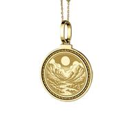 LKBEADS 925 Sterling Silver Ogham A Ancient Celtic Alphabet Engraved Round 28mm Pendant Necklace Gold Plated Charm For Men & Women With 18 Inch Cable Handmade Jewelry |LK_ENGP_0087