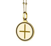 LKBEADS 925 Sterling Silver Ogham H Ancient Celtic Alphabet Engraved Round 28mm Pendant Necklace Gold Plated Charm For Men & Women With 18 Inch Cable Handmade Jewelry |LK_ENGP_0026