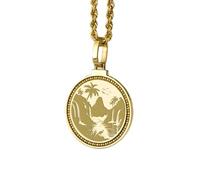 LKBEADS 925 Sterling Silver Ogham T Celtic Rune Symbol Engraved Round 28mm Pendant Necklace Gold Plated Charm For Men & Women With 18 Inch Cable Handmade Jewelry |LK_ENGP_0089