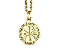 LKBEADS 925 Sterling Silver Ogham UI Ancient Celtic Engraved Round 28mm Pendant Necklace Gold Plated Charm For Men & Women With 18 Inch Cable Handmade Jewelry |LK_ENGP_0046
