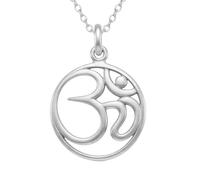 LKBEADS 925 sterling silver om necklace.circle pendant. zen |LK_NLC_03050 | yoga jewelry. small simple ohm symbol. delicate. everyday. dainty jewelry. gift with 18 inch chain
