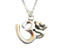 LKBEADS 925 sterling silver om necklace. oxidizedpendant. zen boho yoga jewelry. small simple ohm symbol. black silver. everyday. dainty| with 18 inch chain |silver plated |LK_PNK_03007