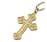 LKBEADS 925 Sterling Silver Orthodox Cross Minimalist Pendant Necklace In Cross Shape With 18 Inch Cable Chain Gold Plated Charm Meaningful Jewelry |LKD_3DM_00609
