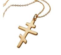 LKBEADS 925 Sterling Silver Orthodox Cross Minimalist Pendant Necklace In Fancy Shape With 18 Inch Cable Chain Gold Plated Charm Meaningful Jewelry |LKD_3DM_00654