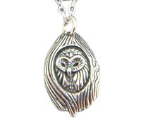 LKBEADS 925 sterling silver owl in tree necklace small wise animal pendant spirit totem simple wisdom knowledge symbol bird good luck charm | with 18 inch chain |silver plated |LK_PNK_03142