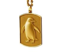 LKBEADS 925 Sterling Silver Penguin 3D Pendant Necklace In Rectangle Shape With 18 Inch Cable Chain Gold Plated Charm Meaningful Jewelry |LKD_3DM_00063
