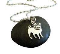 LKBEADS 925 sterling silver pug necklace small dog pendant dog breed charm owner gift smiling animal love dainty delicate everyday jewelry | with 18 inch chain |silver plated |LK_PNK_02623