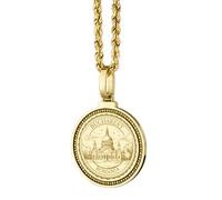 LKBEADS 925 Sterling Silver Reykjavik Iceland Cityscape Map Engraved Round 28mm Pendant Necklace Gold Plated Charm For Men & Women With 18 Inch Cable Handmade Jewelry |LK_ENGP_0820