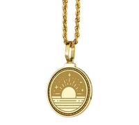 LKBEADS 925 Sterling Silver Reykjavik Iceland Engraved Round 28mm Pendant Necklace Gold Plated Charm For Men & Women With 18 Inch Cable Handmade Jewelry |LK_ENGP_0252