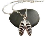 LKBEADS 925 sterling silver ribcage necklace bone body part replica anatomical charm halloween anatomy pendant medical nurse human anatomy | with 18 inch chain |silver plated |LKGP_02675
