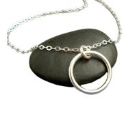 LKBEADS 925 sterling silver ring necklace. largecircle. simple. modern. delicate. dainty. everyday. minimalist. zen jewelry. eternity| with 18 inch chain |silver plated |LKGP_02662