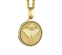 LKBEADS 925 Sterling Silver Rome City Skyline Map Engraved Round 28mm Pendant Necklace Gold Plated Charm For Men & Women With 18 Inch Cable Handmade Jewelry |LK_ENGP_0823
