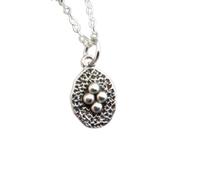 LKBEADS 925 sterling silver rustic granulation seeds necklace. hope renewal strength pendant. simple everyday boho charm delicate petite dainty | with 18 inch chain |silver plated |LKGP_03027