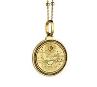 LKBEADS 925 Sterling Silver Scale Of Justice Engraved Round 28mm Pendant Necklace Gold Plated Charm For Men & Women With 18 Inch Cable Handmade Jewelry |LK_ENGP_0338