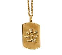 LKBEADS 925 Sterling Silver Scottish Thistle Pendant Necklace |LK_NLC_00418 | gold plated botanical rectangle pendant 30x19mm with 18 inch cable chain nature floral jewelry gift for