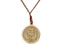 LKBEADS 925 Sterling Silver Scottish Thistle Pendant Necklace |LK_NLC_01360 | gold plated 24mm round medallion necklace with 18 inch cable chain engraved floral coin pendant nature